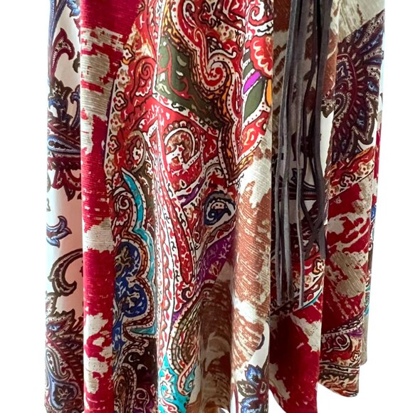 Lauren Ralph Lauren XL Dress Fall Boho Faux Wrap Stretch Patchwork Paisley belt - Picture 7 of 15
